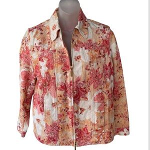 Laura Ashley floral zip up jacket blazer medium petite  PM